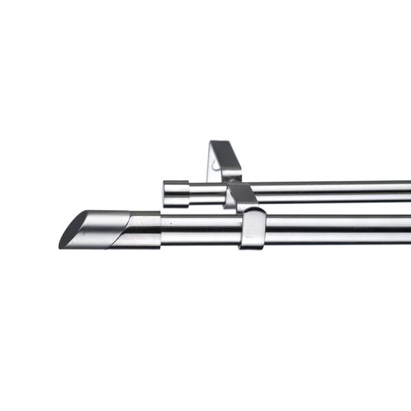 inspire - kit bastone per tende estensibile twin - Ø 16/19 mm - metallo - grigio - cromo - 160/300 cm