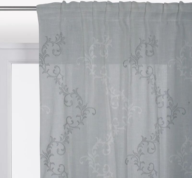 leroy merlin tenda filtrante matilde bianco/grigio, nastro arricciatura automatica 140x290 cm