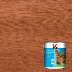 V33 Impregnante per legno da esterno a base acqua  Acqua-Gel castagno scuro satinato 2.5 lt, 6 anni di protezione.