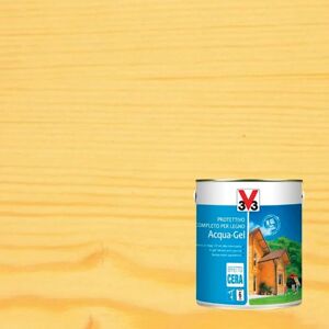 V33 Impregnante per legno da esterno a base acqua  Acqua-Gel incolore satinato 2.5 lt, 6 anni di protezione.