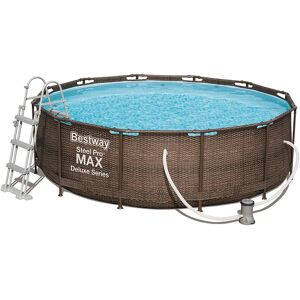 Bestway Piscina Fuori Terra Tubulare  Steel Pro Max Disegno Rattan 366x100 cm Pompa Filtro da 2.006 litri/ora Inclusa