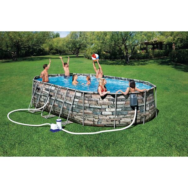 bestway piscina fuori terra tubolare  power steel comfort jet l int 6.1 m x 3.66 m  h 1.2 m