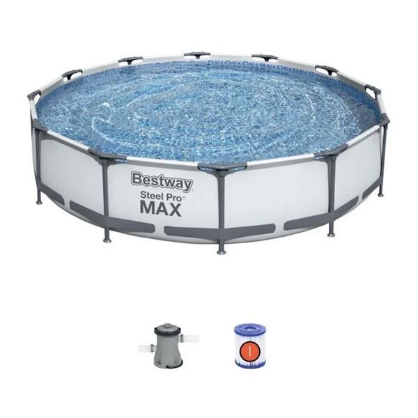 bestway piscina fuori terra rotonda ø 366x76 cm con pompa steel pro max  56416