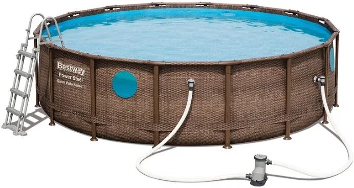 bestway piscine tonde con telaio rattan  56725 piscina fuoriterra cm. 488x122h