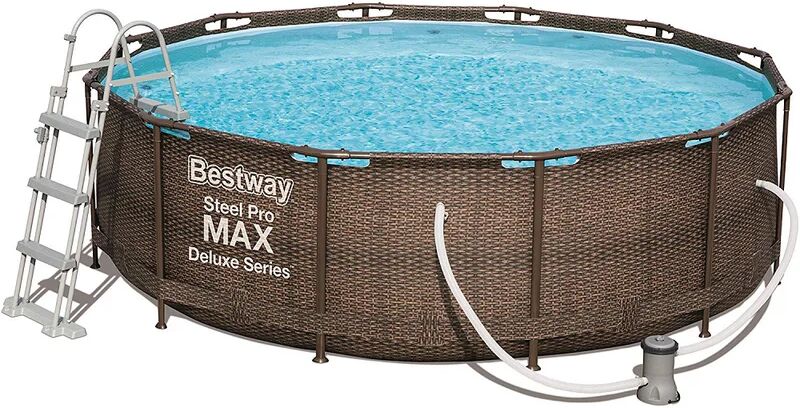 bestway piscina fuori terra tubulare  steel pro max disegno rattan 366x100 cm pompa filtro da 2.006 litri/ora inclusa