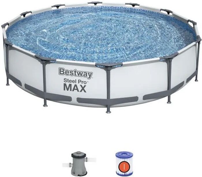 bestway piscina fuori terra rotonda ø 366x76 cm con pompa steel pro max  56416