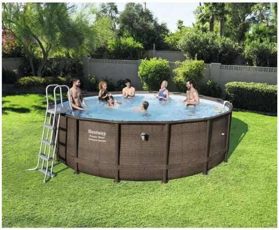 Bestway Piscina Fuori Terra Power Steel Design Rattan 427x107 cm Pompa Filtro a Cartuccia da 2.574 litri/ora