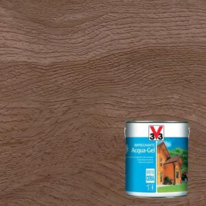 V33 Impregnante per legno da esterno a base acqua  Acqua-Gel noce scuro satinato 2.5 lt, 6 anni di protezione.