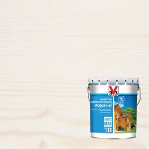 V33 Impregnante per legno da esterno a base acqua  Acqua-Gel bianco satinato 10 lt, 6 anni di protezione.