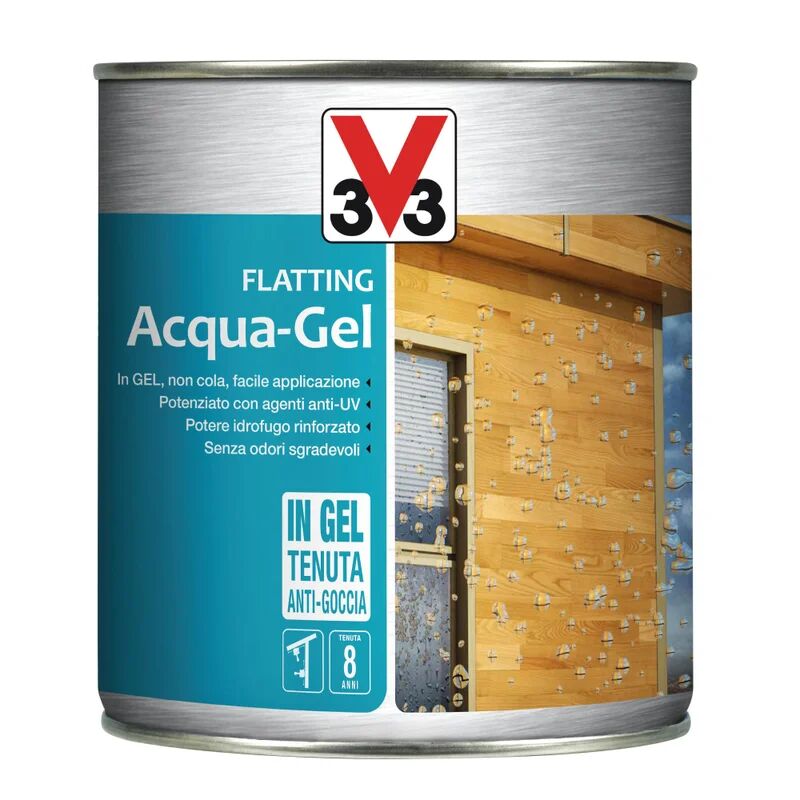 v33 flatting a base acqua  acqua-gel incolore lucido 0.75 lt, 8 anni di protezione.