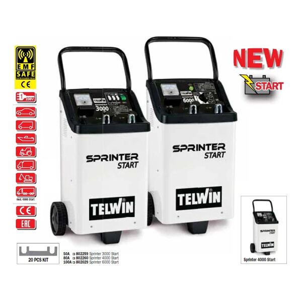 telwin caricabatterie con avviatore carr. sprinter 3000 start 45/300a 12/24v