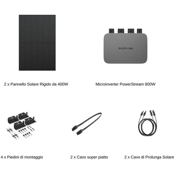 ecoflow kit solare fotovoltaico da balcone  800 w con inverter