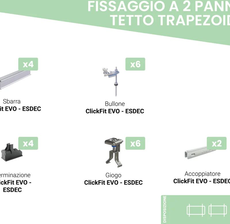 esdec supporto pannello solare tetto spiovente