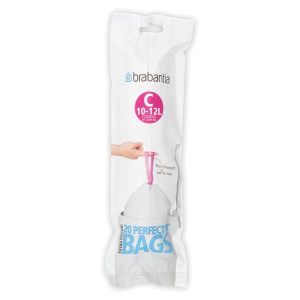 brabantia sacchi spazzatura  perfectfit bags c, 10-12l l 35.7 x h 49 cm 10 l bianco 20 pezzi