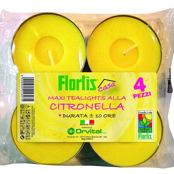 flortis candela anti-zanzara  al profumo di citronella confezione da 4 pezzi