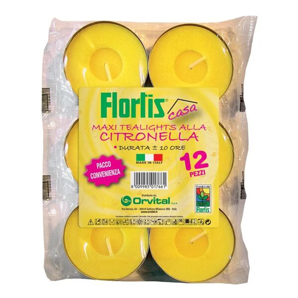 flortis candela anti-zanzara  al profumo di citronella confezione da 12 pezzi