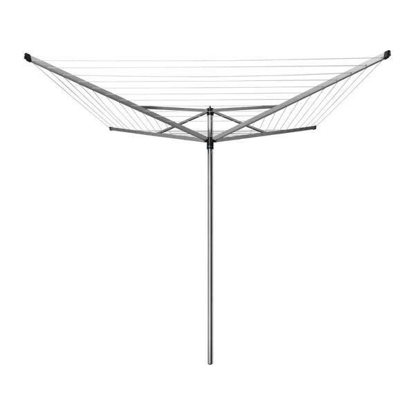 brabantia stendibiancheria da esterno ad ombrello  topspinner 50m + tubo da cemento in alluminio l 189 cm grigio / argento