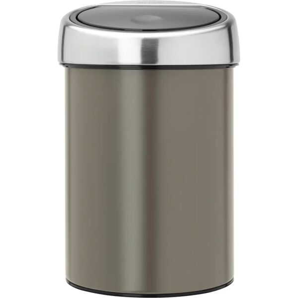 brabantia cestino da bagno manuale  touch bin, 3 litri, appendibile  grigio 3 lin acciaio