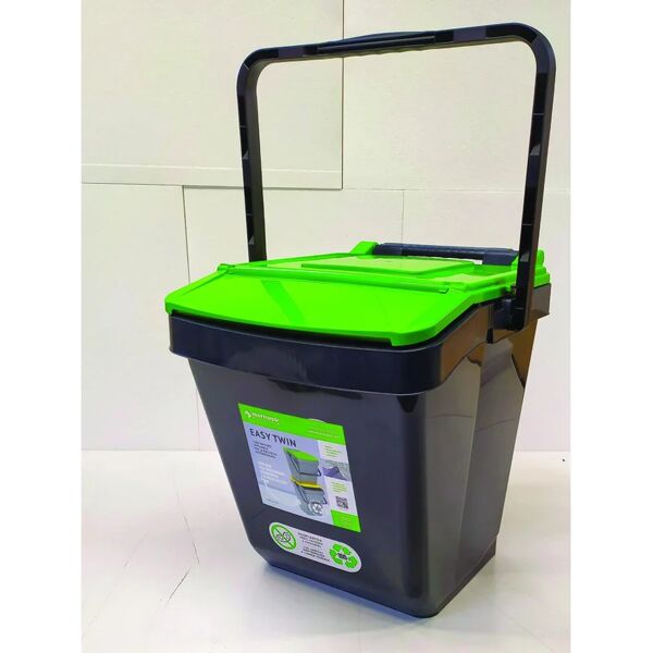 leroy merlin pattumiera per raccolta differenziata easy twin 30 manuale grigio verde 30 l