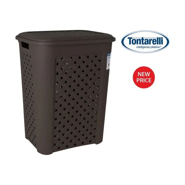 tontarelli 8105408909 cesto portabiancheria 50 litri dimensioni 43 x 33 x 55 cm plastica wengé - 8105408909 arianna