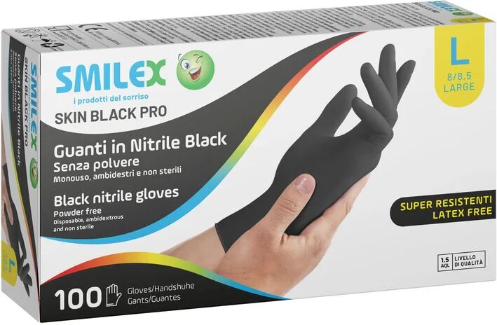 leroy merlin manopole monouso smilex skin black l in nitrile tg unico 100 pezzi