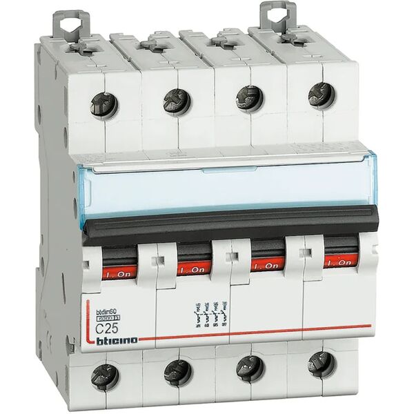 bticino interruttore magnetotermico  fn84c25 4p 25a 6ka c 4 moduli 380v