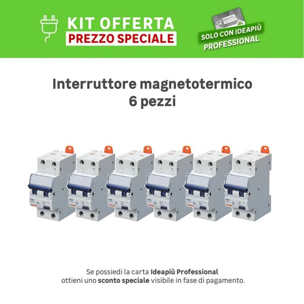 gewiss kit interruttore magnetotermico differenziale  gw94009 1 polo 25a 4.5ka 30ma ac 2 moduli 230v, 6 pezzi