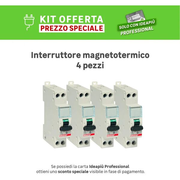 bticino kit interruttore magnetotermico  fc881c10 1p +n 10a 4.5ka c 1 modulo 230v, 4 pezzi