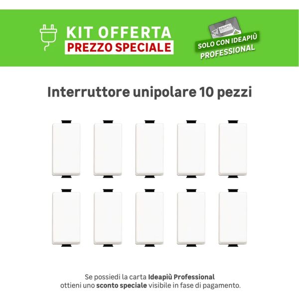 bticino interruttore unipolare kit 10 pz unipolare matix  bianco