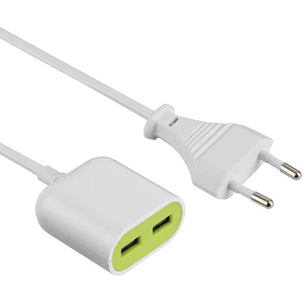 electraline prolunga 1.5m h03vvh2-f, 2 x 0,75mm² spina 10 a, presa usb bianco