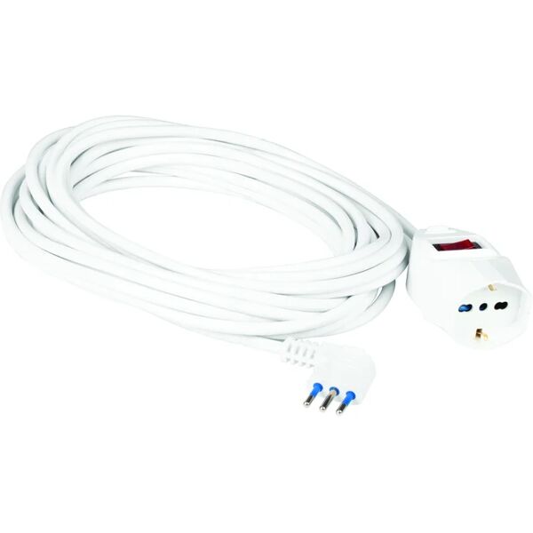 poly pool prolunga 10m h05vv-f, 3 x 1mm² spina 10 a, presa universale bianco