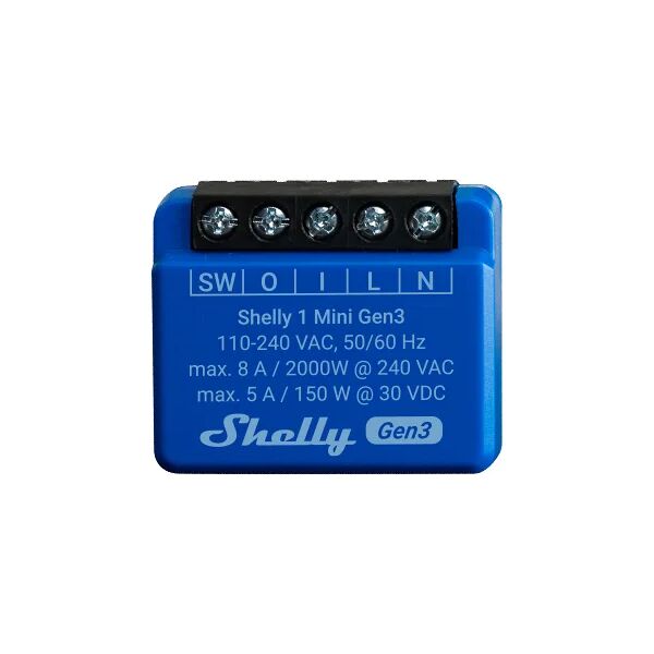 shelly relè   plus 1 mini - gen3 6 abluetooth ® 1 modulo 220v