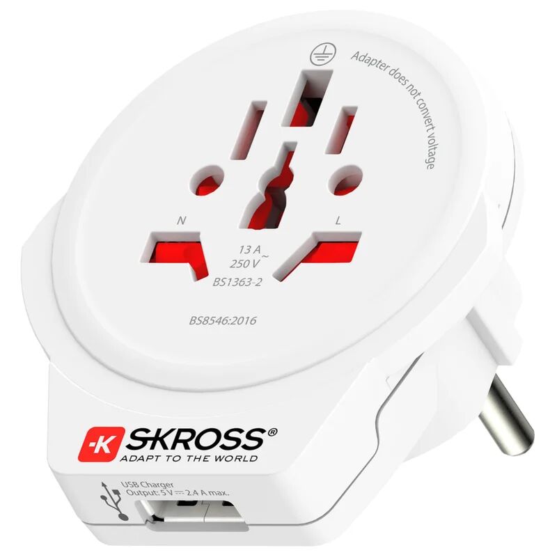 skross adattatore da viaggio  universale + presa usb a