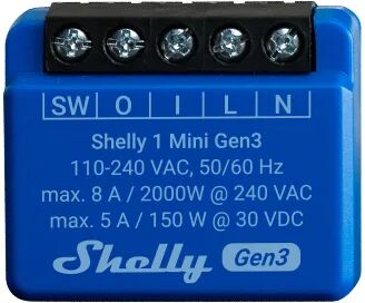 shelly relè   plus 1 mini - gen3 6 abluetooth ® 1 modulo 220v