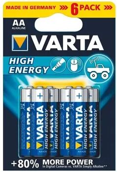 varta batteria alcalina  4906121446 aa high energy 1.5 v (6 pezzi)