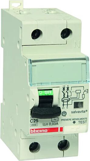 BTicino Interruttore magnetotermico differenziale  GC8813AC25 1 polo 25A 2 moduli