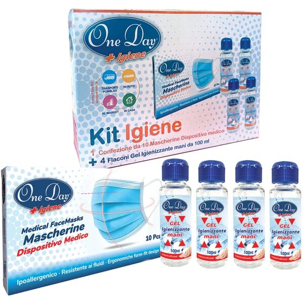 leroy merlin mascherina igienica kit one day 10 mascherine+4 flaconi gel prodotto senza classe di protezione 10 pezzi