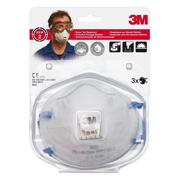 3m 8822c3 respiratore anti polvere con valvola, bianco