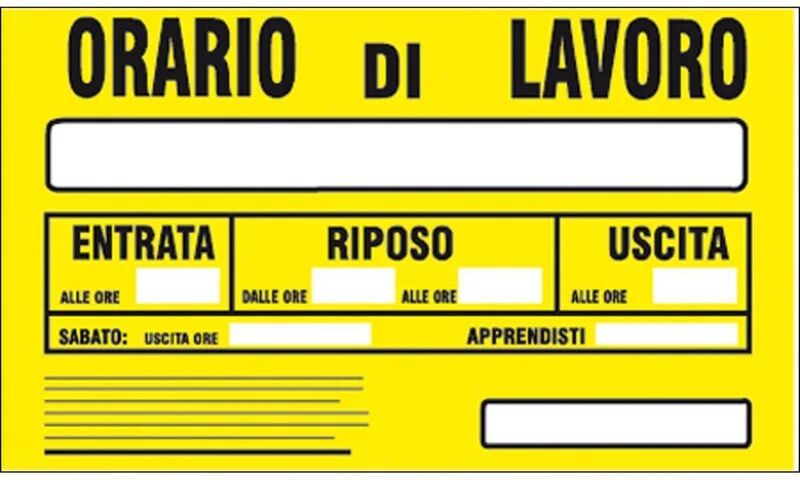 letterfix cartello segnaletico orario di lavoro pvc x 30 cm