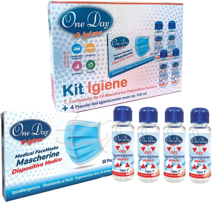 leroy merlin mascherina igienica kit one day 10 mascherine+4 flaconi gel prodotto senza classe di protezione 10 pezzi