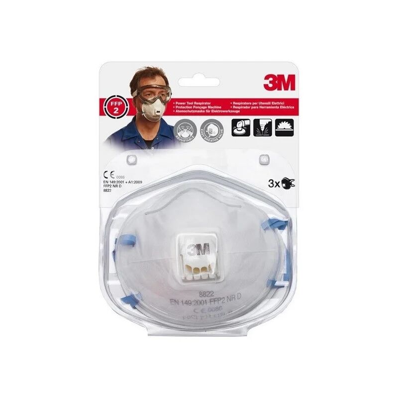 3m 8822c3 respiratore anti polvere con valvola, bianco