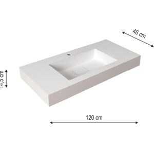 Leroy Merlin Lavabo rettangolare L 120.5 x P 46 x in resina bianco