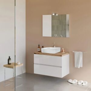 Leroy Merlin Mobile sottolavabo e lavabo con illuminazione City bianco e rovere naturale L 80 x H 114 x P 46 cm