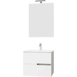 Leroy Merlin Mobile sottolavabo e lavabo con illuminazione Eva carcasa rovere grigio/frontale bianco L 61 x H 138 x P 47 cm