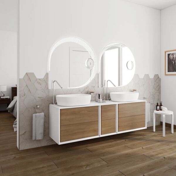 baden haus mobile sottolavabo e lavabo bellagio bianco/rovere tabacco l 176 x h 123 x p 33 cm