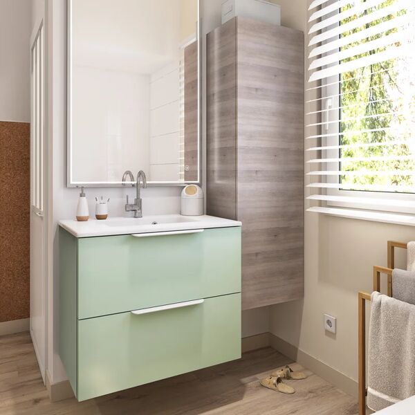 sensea colonna per mobile bagno neo 1 anta l 30 x p 35 x h 154 cm rovere grigio legno effetto naturale