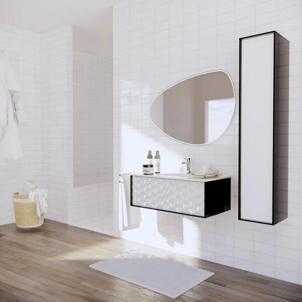 sensea mobile sottolavabo e lavabo neo rovere nero/bianco 3d l 90 x h 37 x p 104 cm