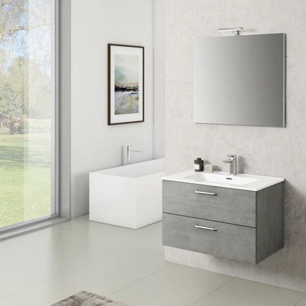 leroy merlin mobile sottolavabo e lavabo con illuminazione noa cemento l 80 x h 55 x p 46 cm