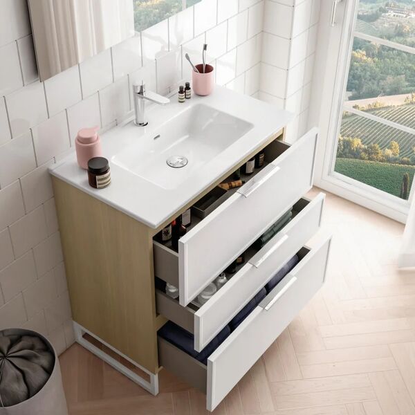 leroy merlin mobile sottolavabo e lavabo quadra natura/bianco l 80 x h 93 x p 46 cm