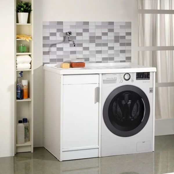 leroy merlin mobile lavanderia con lavabo incluso ada bianco ottico l 108 x p 60 x h 65 cm